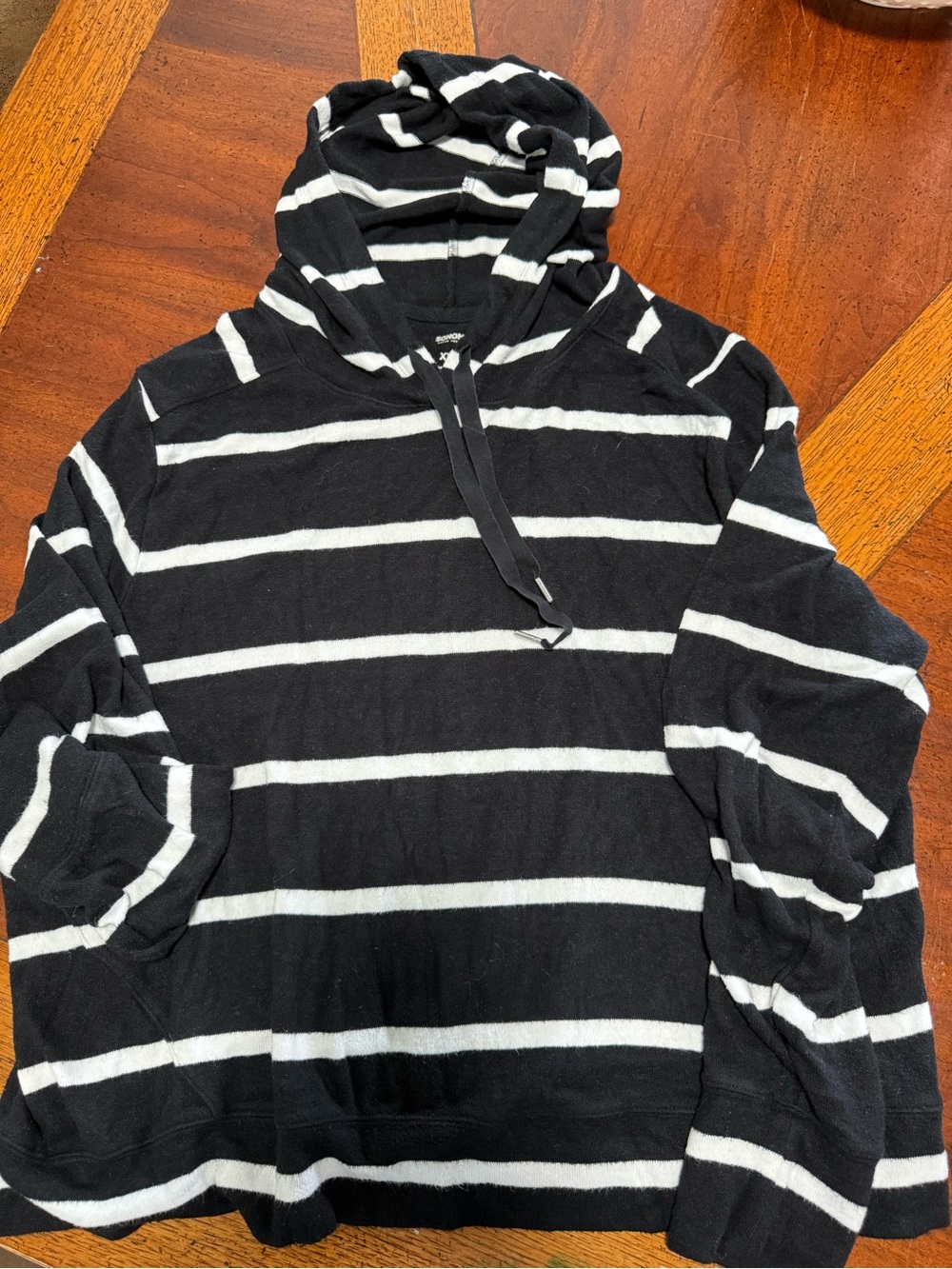 Sonoma Black and White Striped Hooded Sweater